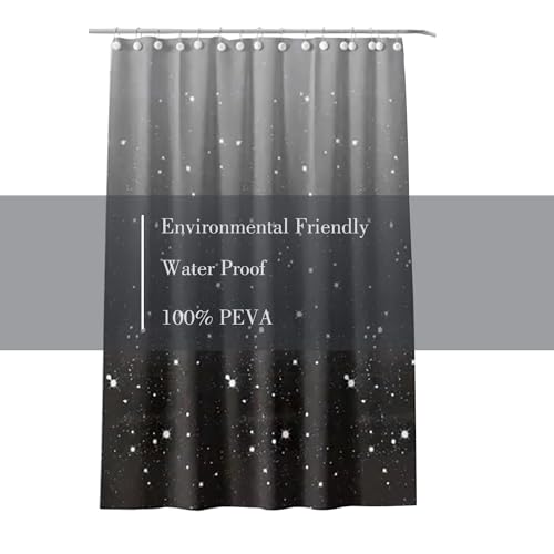 Shower Curtain Liner 72 x 72, Plastic Waterproof 4G Lightweight Shower Liner for Bathroom, with Grommets Holes and 3 Heavy Duty Magnetic Weights - color: Black Star