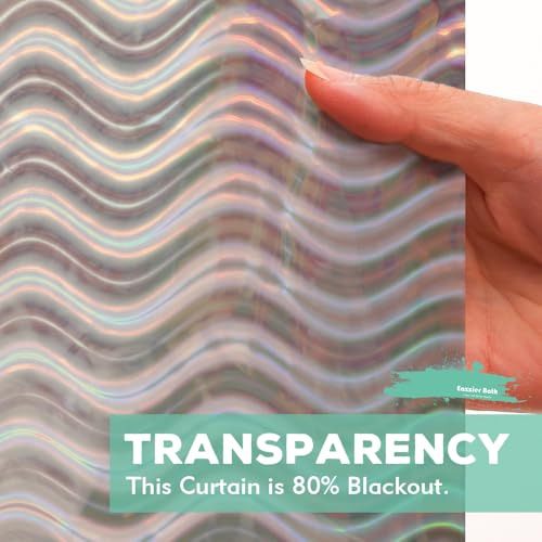Holographic 3D EVA Shower Curtain Liner Wave, 72x72 Premium Clear Plastic Bathroom Shower Curtain with Rustproof Metal Grommets for Shower Stall, Bathtubs - color: Holo - Wave, size: 72"W x 72"L (Pack of 1)