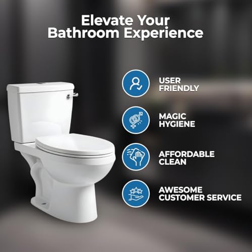 GenieBidet Round Toilet Seat | Noiseless Toilet Cover Seat and Toilet Lids - Durable Plastic Toilet Seat for Easy Installation w/Mounting Tools and Attachments Included | Toilet Seat Round White - style: ROUND TOILET SEAT