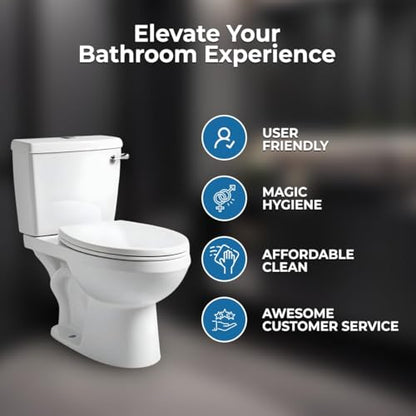 GenieBidet Round Toilet Seat | Noiseless Toilet Cover Seat and Toilet Lids - Durable Plastic Toilet Seat for Easy Installation w/Mounting Tools and Attachments Included | Toilet Seat Round White - style: ROUND TOILET SEAT