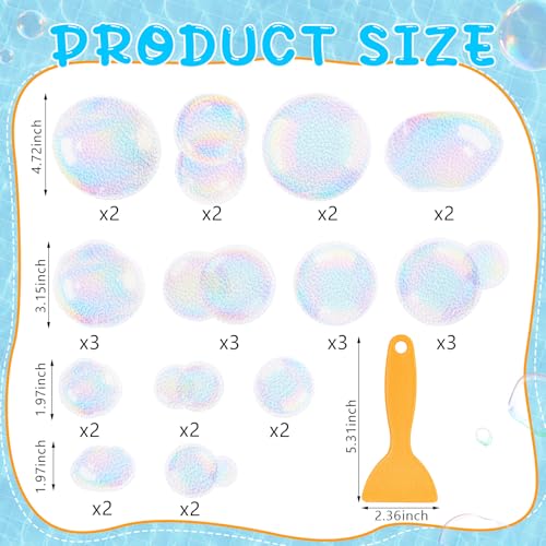 Fullhawl 30 Pcs Clear Bubble Non Slip Bathtub Stickers Colorful Bubble Anti Slip Shower Stickers Shower Floor Nonslip Sticker Applique Adhesive Decals Treads with Scraper for Bathtub Bathroom Floor - style: Clear Bubble