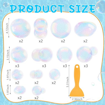 Fullhawl 30 Pcs Clear Bubble Non Slip Bathtub Stickers Colorful Bubble Anti Slip Shower Stickers Shower Floor Nonslip Sticker Applique Adhesive Decals Treads with Scraper for Bathtub Bathroom Floor - style: Clear Bubble