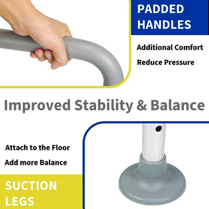 Toilet Safety Rails, Adjustable Toilet Rails for Elderly Adults Senior Disabled Handicap, Toilet Assistance Handles Safety Frames, Fit for Most Toilet, Foldable & Portable