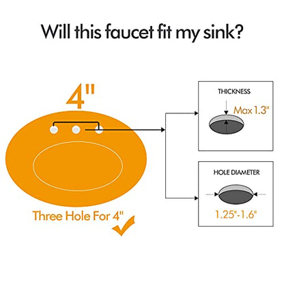 Bathroom Sink Faucet FRANSITON 4 Inch Faucet 2 Handle Bathroom Sink Faucets Lead-Free Brushed Nickel Bath Sink Faucets with Pop-up Drain Stopper and Supply Hoses - color: Brushed Nickel