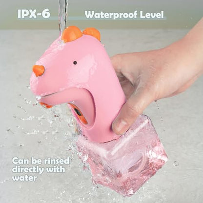 Seawah Automatic Foam Soap Dispenser - IPX6 Waterproof Cute Dinosaur Foaming Smart Hand Soap Dispenser for Bathroom（Pink） - color: Pink