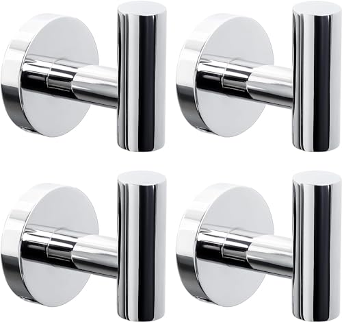 Kruodop Towel Hooks for Bathroom,4 Packs Wall Mount Towel Holder,Black Matte Wall Robe Hook,Stainless Steel Heavy Duty Door Hanger Towel Hook for Kitchen, Bedroom,Hotel,Pool,Coats - color: 4pcs Chrome Finish