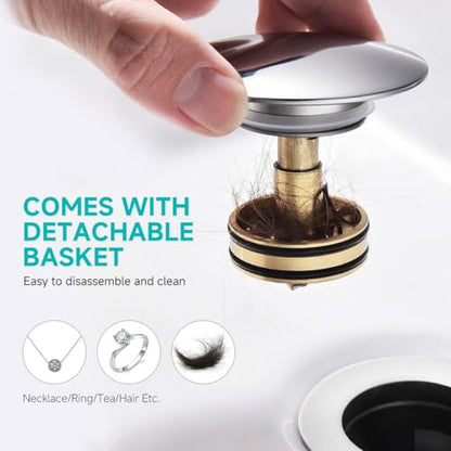 Flexible Sink Drain Pipe Kits,Adjustable Bathroom Sink P Trap with Overflow Fits 1-1/4",1-1/2"and 2" Drain Hole,Chrome - color: Chrome, style: With Overflow