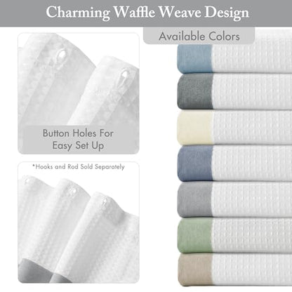 Madison Park Spa Waffle Shower Curtain Pieced Fabric with 3M Scotchgard Moisture Management Modern Home Bathroom Decorations, Wide 108"x72", Grey | Striped, Pieced Fabric Design, 3M Scotchgard Moisture Management, Hotel Quality, Modern, for Bathroom, OEKO