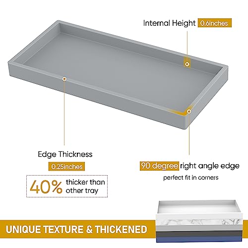 EG-SIPRO Bathroom Counter Tray, Silicone, Rectangular, Gray, Thick, Shatterproof, Soap Dispenser Tray, 10.6'x5.1' or 7.8'x3.9' - color: Gray, size: Large (10.6" x 5.1" x 0.8")