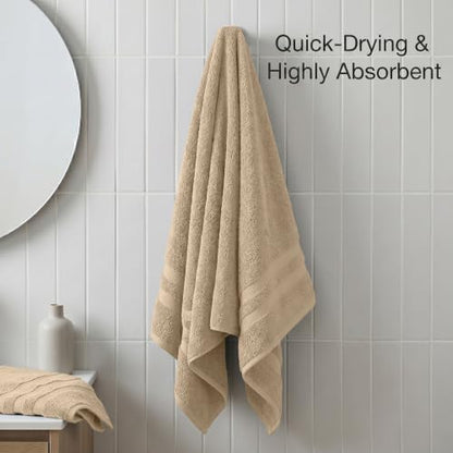 RIVERSIDE Pack of 2 Extra Large Bath Sheets 35 x 70 Inches, 100% Ring Spun Cotton, Hotel Quality, Oversized Bath Towels, Super Soft, Highly Absorbent & Quicker to Dry, Tan - color: Tan, size: Bath Sheets (PK 2)