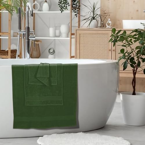 Ultra Soft 6 Pack Cotton Towel Set, Contains 2 Bath Towels 28x55 inch, 2 Hand Towels 16x24 inch & 2 Wash Coths 12x12 inch, Ideal Everyday use, Compact & Lightweight - Olive Green - color: Olive Green