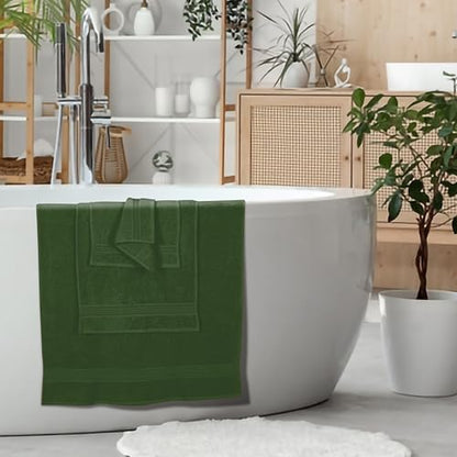 Ultra Soft 6 Pack Cotton Towel Set, Contains 2 Bath Towels 28x55 inch, 2 Hand Towels 16x24 inch & 2 Wash Coths 12x12 inch, Ideal Everyday use, Compact & Lightweight - Olive Green - color: Olive Green