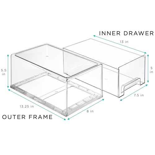 Sorbus Plastic Storage Bins Stackable Clear Pantry Organizer Box Bin for Organizing Kitchen Fridge, Food, Snack Pantry, Fruit, Vegetables, Bathroom, Wide & Narrow Deep (4 Pack) - size: 4 Pack