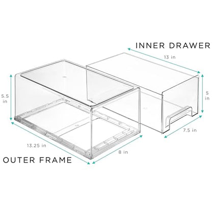 Sorbus Plastic Storage Bins Stackable Clear Pantry Organizer Box Bin for Organizing Kitchen Fridge, Food, Snack Pantry, Fruit, Vegetables, Bathroom, Wide & Narrow Deep (4 Pack) - size: 4 Pack