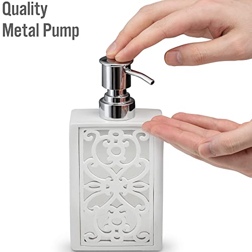 Creative Scents Mirror Janette White 6 Piece Bathroom Accessories Set | Includes Trash can, Tissue Box Cover, Soap Dispenser, Toothbrush Holder, Tumbler Cup & Soap Dish
