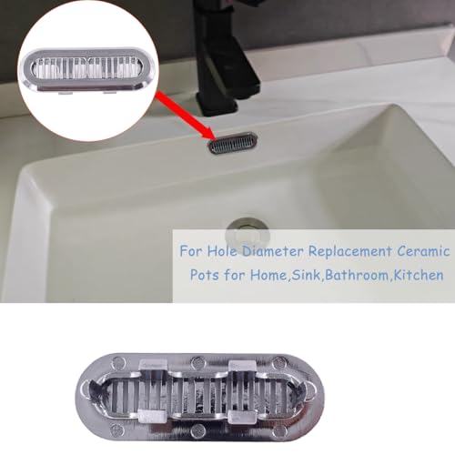 4 Pack Bathroom Sink Cover,Sink Overflow Ring,Chrome Overflow Cover Rings Hole Insert in Cap Hollow Ring for Hole Diameter Replacement Ceramic Pots for Home,Sink,Bathroom,Kitchen - color: Lattices
