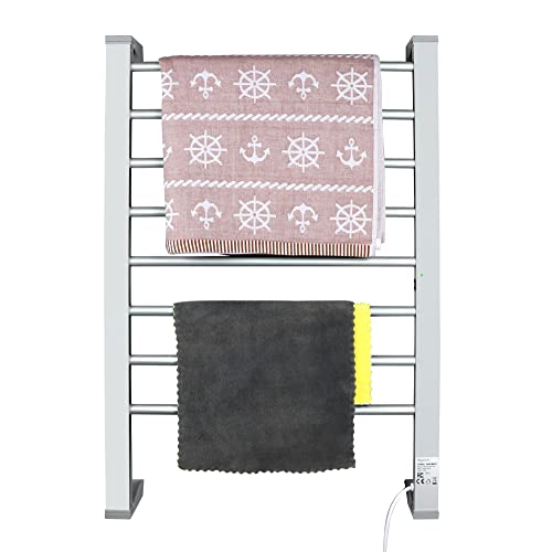 Towel Warmer with Timer,Towel Racks for Bathroom,8 Bar Heated Towel Rack for Clothes Drying,Portable Free Standing Heater,Auto Cut Off Home Electric Heat Dryer,Wall Mount Thermostat Shelf