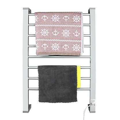 Towel Warmer with Timer,Towel Racks for Bathroom,8 Bar Heated Towel Rack for Clothes Drying,Portable Free Standing Heater,Auto Cut Off Home Electric Heat Dryer,Wall Mount Thermostat Shelf