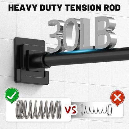 UIOSANRT Black Shower Curtain Rod 31-92 inches, Stainless Steel Shower Rod & Tension Rod, Adjustable Tension Shower Curtain Rod for Bathroom, Windows, Closet - color: Black, size: 31"-92"