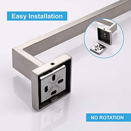 TASTOS Premium Stainless Steel Hand Towel Holder, Square Hand Towel Ring Heavy Duty Wall Mounted Modern Hand Towel Bar for Bathroom Kitchen, Brushed Nickel - color: Brushed Nickel