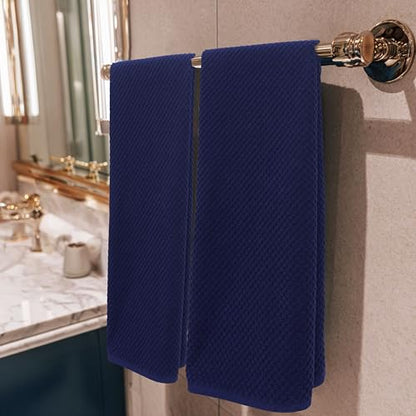 COTTON CRAFT Euro Spa Waffle Weave Bath Towels - Set of 4 Navy Towels | Pure 100% Ringspun Cotton Oversized Luxurious Towel Set - Soft Plush Super Absorbent Low Lint Quick Dry - 30 x 56 inches - color: Navy, size: 4 Pack Bath Towel