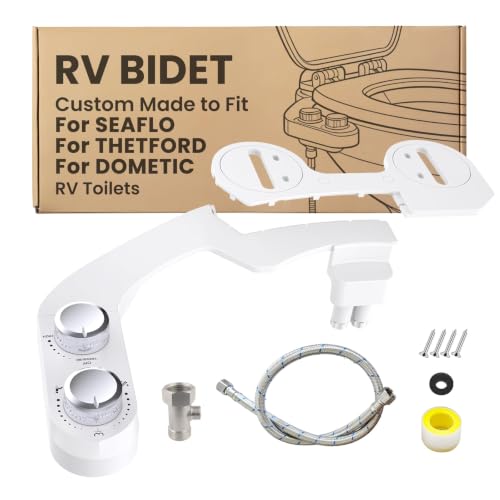 RV Bidet Toilet Seat Attachment Support for SEAFLO, RV Bidet for Camper Toilet, Self/Rear/Front Cleaning, Non-Electric Adjustable Water Pressure, Fresh Water (Chrome Knob for SEAFLO) - color: Chrome Knob for SEAFLO