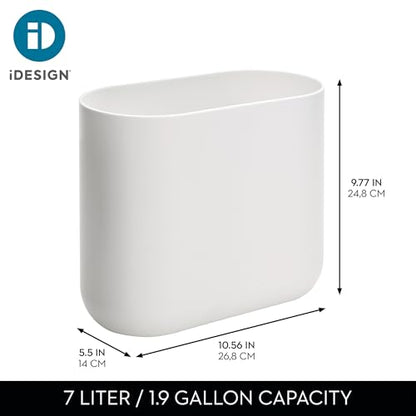 iDesign Small Slim Plastic Bathroom Trash Can, White | Bedroom, Office, Desk, Dorm - color: White, style: Pack of 1