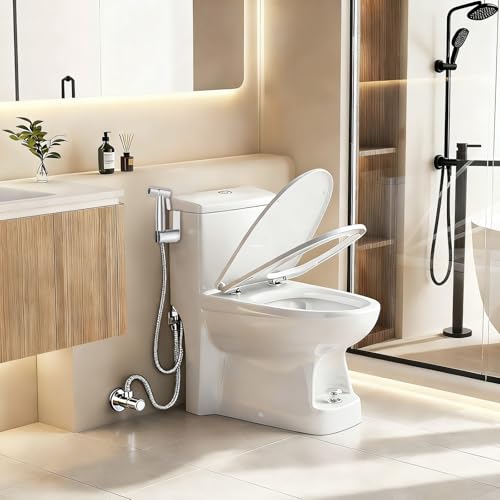 Toilet Handheld Bidet Sprayer, Stainless Steel Spray Shower Set, ToiletMuslim Shower Sprayer, Adjustable Water Pressure with Bidet Hose, for Feminine Washing, Wall Mount/Toilet Holder.