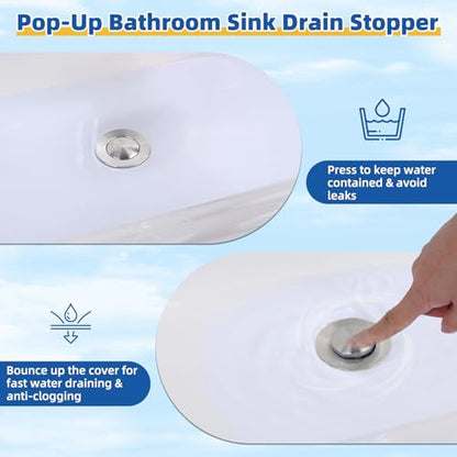 Hibbent Metal Bathroom Sink Drain & Stopper Fit with or Without Overflow | Universal Drain Stopper with Detachable Stainless Steel Strainer Basket for Lavatory Vanity Vessel Sink, Brushed Nickel - color: Brushed Nickel