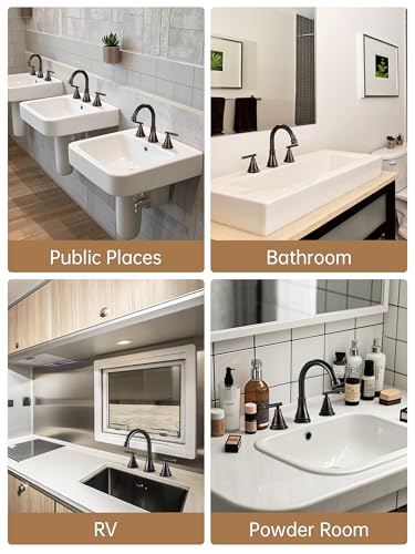 Bathroom Sink Faucet 3 Hole, Oil Rubbed Bronze Bathroom Vanity Faucet for Lavatory Sink with Pop-Up Drain, 8 Inch Widespread, 2 Handle Basin - color: Oil Rubbed Bronze