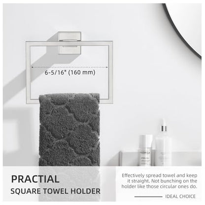 Angle Simple Bathroom Towel Holder, Square Towel Ring 7.09", Brushed Nickel | Solid SUS304 Stainless Steel, Use in Bathroom Kitchen Laundry, Secure Screws Wall Mount, Mounting Hardware Included - color: Brushed Nickel