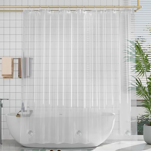 AmazerBath Stall Shower Curtain Liner 54x78, Plastic Shower Liner Clear, Small Shower Stall Curtain Liner Thick PEVA, Heavy Duty 8G, Stand Up Shower Curtain with 2 Weighted Stones and 9 Grommets - color: 8g Clear, size: 54"W x 78"L (Pack of 1)