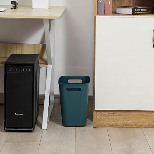 UUJOLY Plastic Small Trash Can Wastebasket, Garbage Container Basket for Bathrooms, Laundry Room, Kitchens, Offices, Kids Rooms, Dorms, 3.5 Gallon, Blue Green | Compact Sturdy Garbage Can for Bathroom, Laundry Room, Kitchen, Office, Kids Room, Dorm, Durab