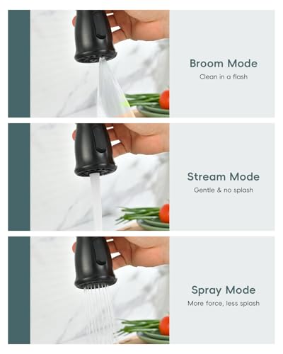DAYONE Matte Black 3 Holes Kitchen Sink Faucets with Separate Handle, 2 Holes Pull Down Sink Faucet for Kitchen Sink with Soap Dispenser, Single Handle High Arc, DAY-279MB - color: Matte Black, style: Separate handle