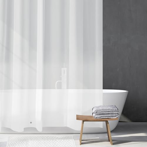 iDesign EVA Plastic Shower Curtain Liner, Mold and Mildew Resistant Plastic Shower Curtain for use Alone or With Fabric Curtain, 54 x 78 Inches, Frost | 54" x 78", 12 Metal Grommets - color: Frost, style: 54-Inch by 78-Inch
