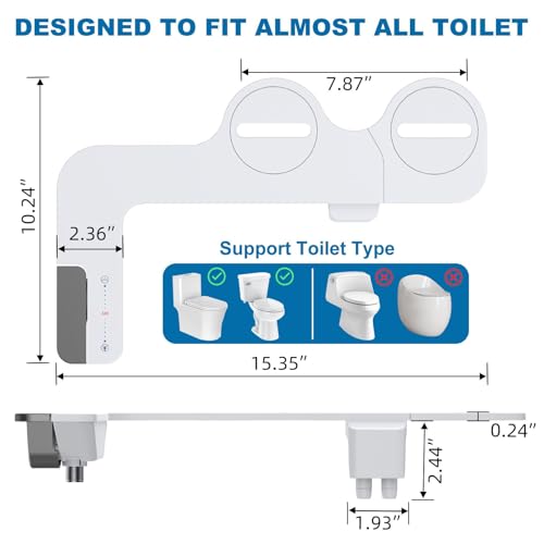 Bidet Attachment for Toilet, Non-Electric Bidet Self-Cleaning Dual Nozzle (Feminine/Rear Wash), Cold Water Bidets Sprayer for Existing Toilets Cover with Adjustable Pressure, Easy to Install, Grey - color: Dark Grey, style: EB011