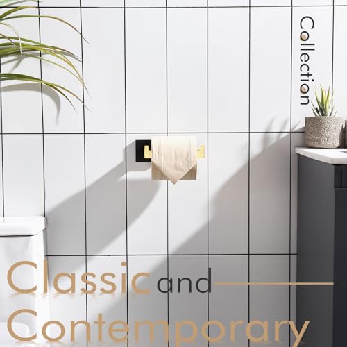 KOKOSIRI Toilet Paper Holders Wall Mounted Toilet Roll Holder for Bathrooms Hardware Washroom T-304 Stainless Steel, Matte Black and Gold B2003GDK - color: Black Gold, size: Without Shelf(1 Pack)