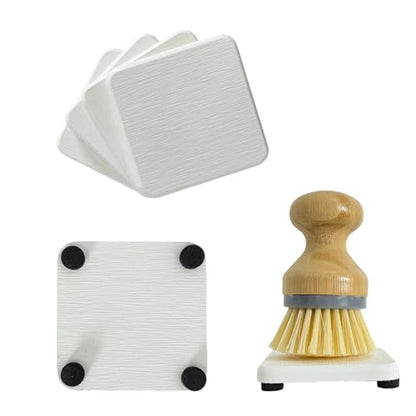 NiuYichee 4PCS Water Absorbent Stone Coasters for Sink, Quick-Drying Diatomite Soap Dish, Modern Home Kitchen & Bathroom, 3.15 x 3.15in, White - color: White