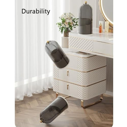 Concealed Toothbrush Holder, Toothbrush Organizer with Cover, Covered Makeup Brush Holder, Bathroom Counter Organizer, 360 Rotating Waterproof Dustproof Toothpaste Holder, for Vanity(Egg custard+trans - color: Egg Custard+transparent Black