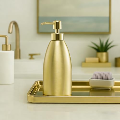 304 Stainless Steel Soap Dispenser 16oz Rust-Proof Liquid Soap Pump Bottle for Kitchen or Bathroom Countertop Hand Dish Lotion Leak-Proof (Matte Gold) - color: Matte Gold