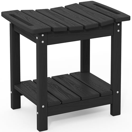 SERWALL Shower Bench, 18" Shower Stool for Inside Shower, HDPE Waterproof Shower Seats for Adults with Storage Shelf & Handles, 360 lbs Capacity- Black - color: Black