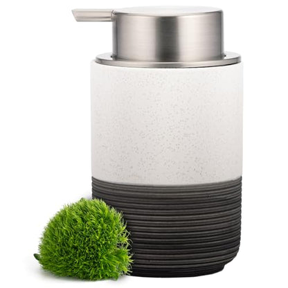 EMPO Ceramic Embossed Press Foam Hand Soap Dispenser - 300ml Large Capacity Facial Cleansing Bottle and Liquid Soap Dispenser for Kitchen Bathroom with Mousse Lotion Pump (White) - color: White