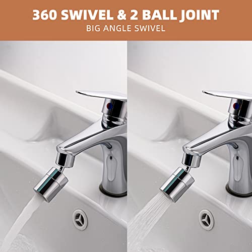 Hibbent NSF/ANSI/CAN 61 Certified Faucet Aerator, CUPC Certification 360 Degree Kitchen Sink Faucet Aerator, Dual-function Swivel Big Angle Kitchen Faucet Attachment, Faucet Replacement Part, Chrome - color: Chrome, style: Dual Modes