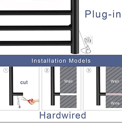 Towel Warmer with Timer, Heated Towel Rack, Wall Mounted hot Towel Warmer for Bathroom, Hardwired or Plug-in Models