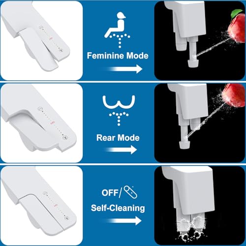 Toilet Bidet Attachment, Non-Electric Dual Nozzle (Feminine/Bidet Wash), Self-Cleaning Fresh Cold Water Sprayer Bidets for Toilets with Adjustable Water Pressure (Paddle Shifters, White) - color: Paddle Shifters, White