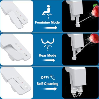 Toilet Bidet Attachment, Non-Electric Dual Nozzle (Feminine/Bidet Wash), Self-Cleaning Fresh Cold Water Sprayer Bidets for Toilets with Adjustable Water Pressure (Paddle Shifters, White) - color: Paddle Shifters, White