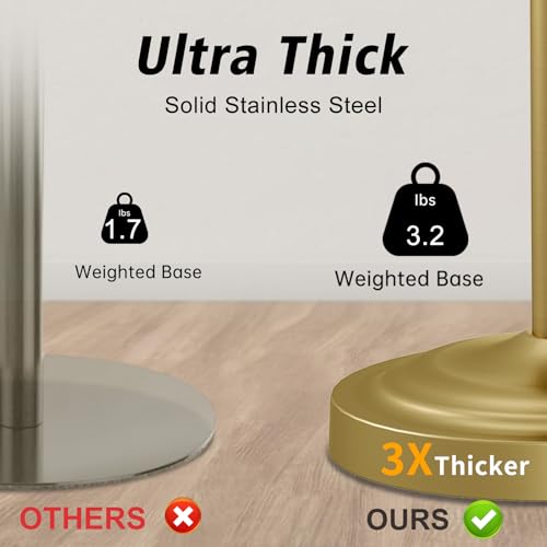 Hoimpro Hand Towel Holder Free Standing Towel Bar Brushed Gold | Hanging Floor Hand Towel Rack Ring, for Bathroom Kitchen Vanity Countertops, Hardware Accessories SUS 304 Heavy-Duty Base - color: Gold