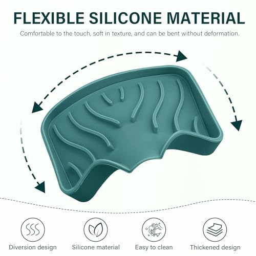 2PCS Self Draining Soap Holder,Spofit Silicone Soap Dish, Suitable for for Kitchen, Bathroom, Shower, Bath Tub,Soap Container (Green) - color: Green