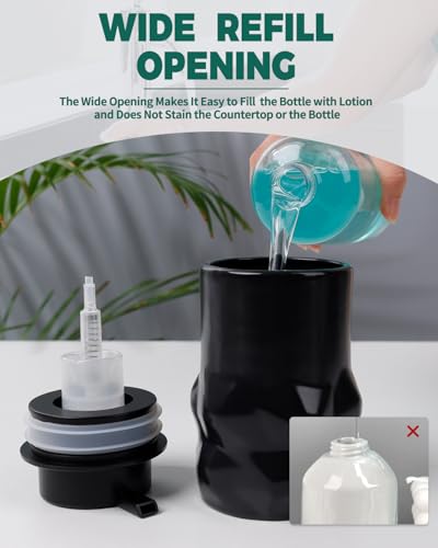 BosilunLife Hand Soap Dispenser - Foam Soap Dispenser Bathroom Ceramic Dish Liquid Soap Dispenser for Kitchen, Bathroom Countertop Soap Dispensers (Black-Foam-Sculpt) - color: Black-foam-sculpt