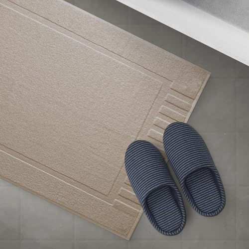 White Classic Luxury Bath Mat Floor Towel Set - Absorbent Cotton Hotel Spa Shower/Bathtub Mats [Not a Bathroom Rug] 22"x34" | 2 Pack | Taupe - color: 09: Taupe